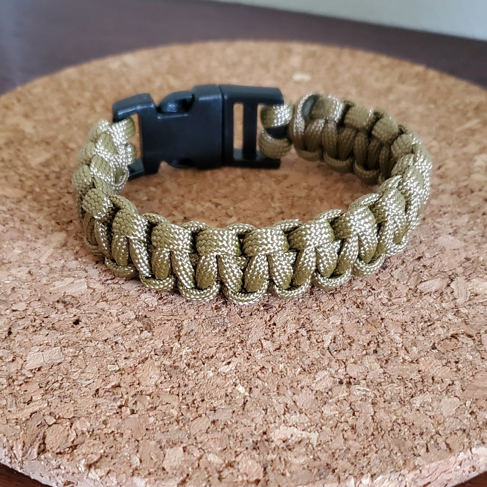 Tan Paracord Bracelet Hand Crafted 8 1/4"